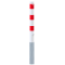 Barrier posts | Steel tube 70 x 70 mm | removable, with triangular locking mechanism | hot-dip galvanized and white coated withthree red reflecting stripes | without eyelet